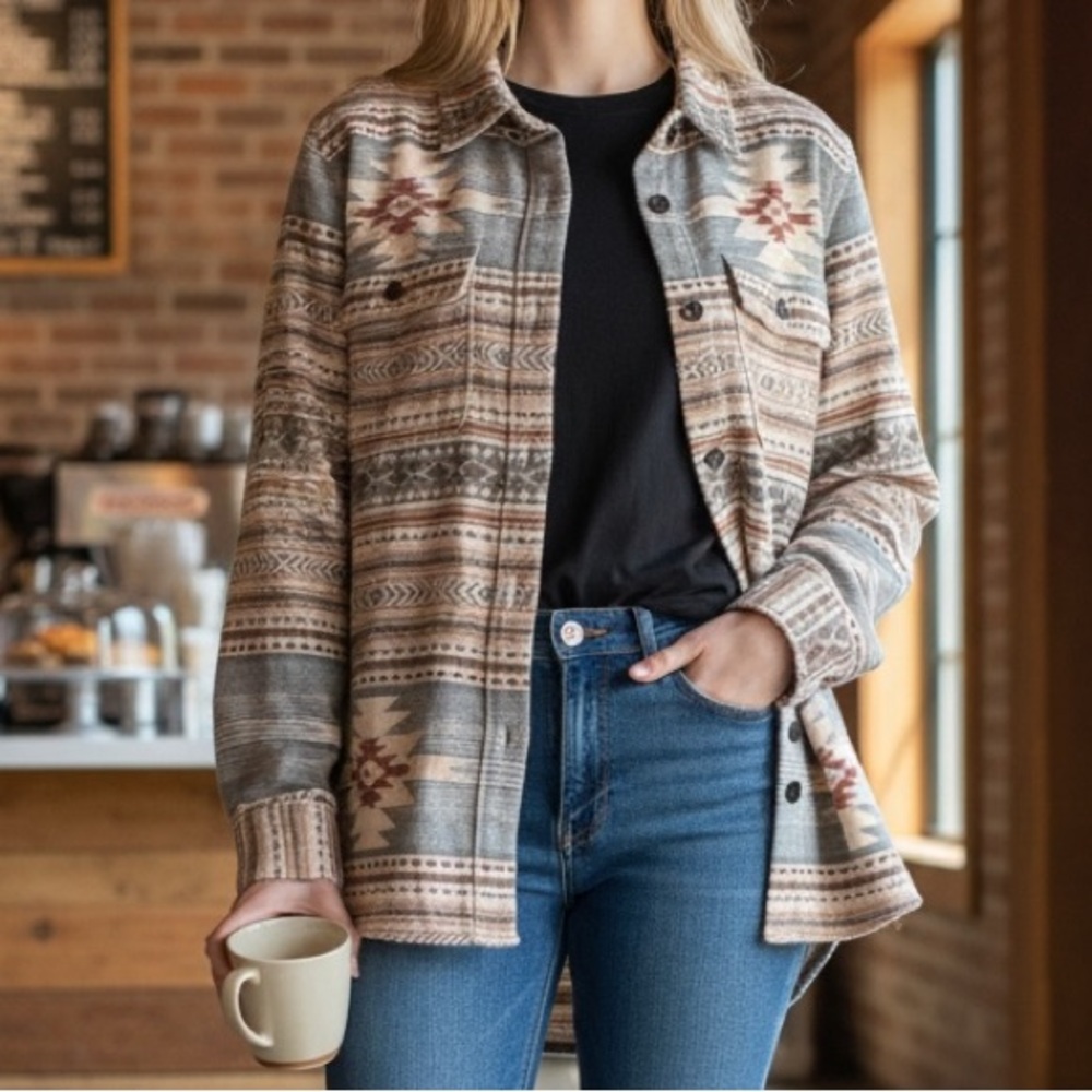 Faherty Southwestern Patterned Button Down Shirt - image 1